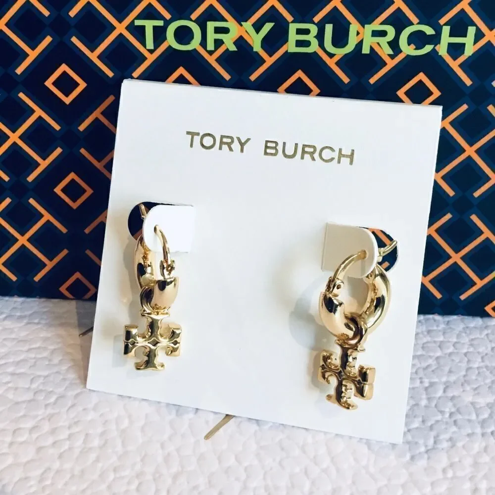TORY BURCH KIRA MINI HOOPS HUGGIES EARRINGS